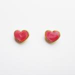 On SALE - Pink Heart Gold Plated Stud Earrings - Bridesmaid gift - Gift under 10