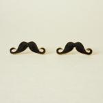 SALE 25 mm - Large Sexy Black Mustache Stud Earrings - Gift under 10