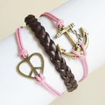 Brass Anchor Pink Bracelet..