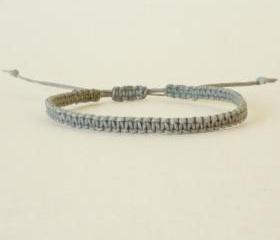 Simple Single Line Gray Friendship Bracelet / Wristband - Gift under 5 - Adjustable Bracelet