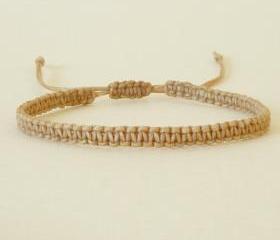 Simple Single Line Tan Friendship Bracelet / Wristband - Gift under 5 - Adjustable Bracelet