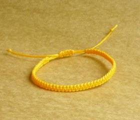 Simple Single Line Marigold Yellow Friendship Bracelet / Wristband - Customized Bracelet - Gift under 5 - Adjustable Bracelet