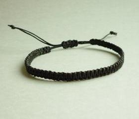 Simple Single Line Black Friendship Bracelet / Wristband - Customized Bracelet - Gift under 5 - Adjustable Bracelet