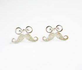 Glasses and Mustache Stud Earrings - Gift for Her - Gift under 10
