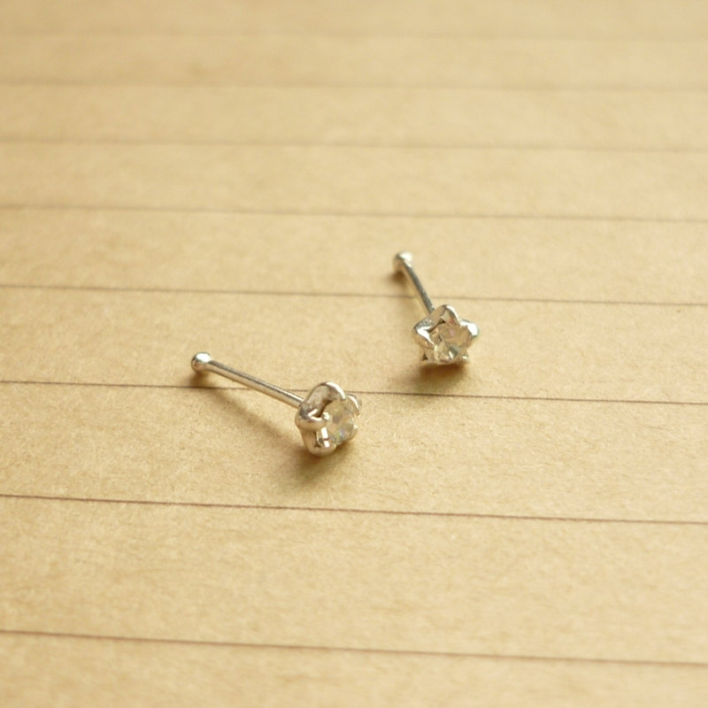 2 Mm Small Clear CZ Nose Stud/Nose Earring Nose Jewelry Nose