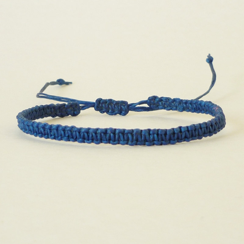 Simple Single Line Navy Blue Friendship Bracelet / Wristband Gift