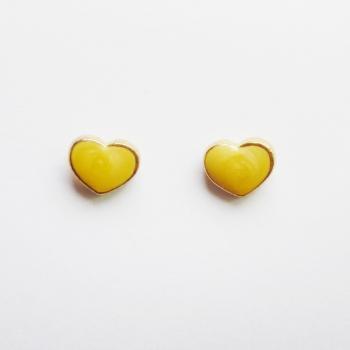 On SALE - Yellow Heart Gold Plated Stud Earrings - Bridesmaid gift - Gift under 10
